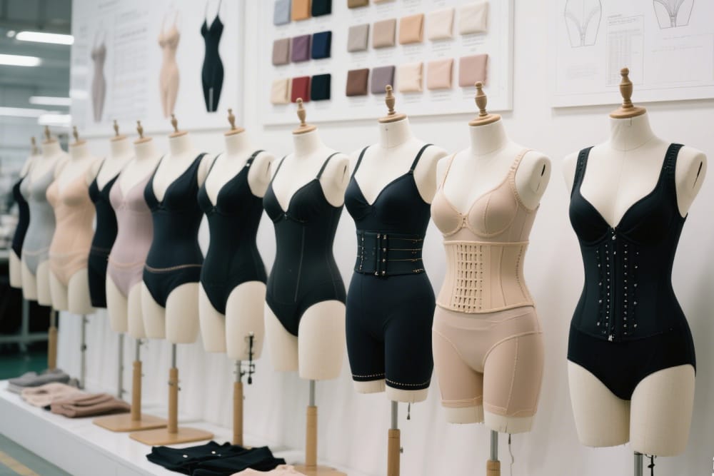 Shapewear models in the S-SHAPER showroom